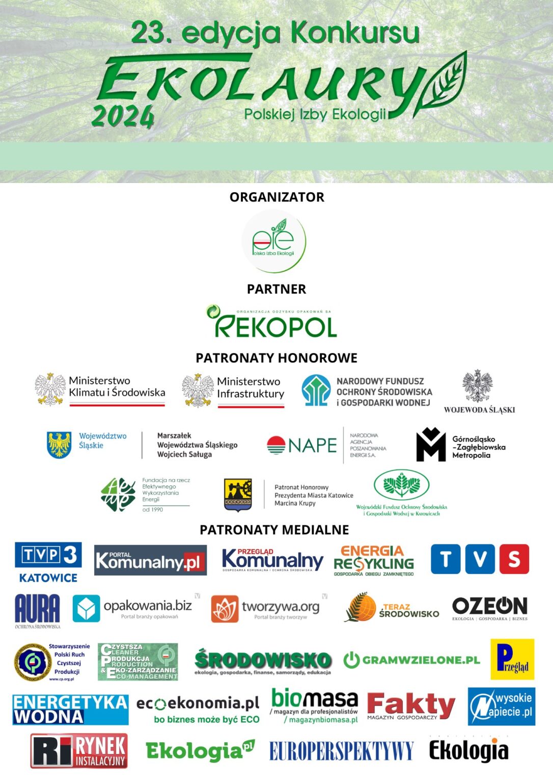 Przypominamy o trwającym naborze składania wniosków do 23. edycji Konkursu „Ekolaury PIE 2024”.