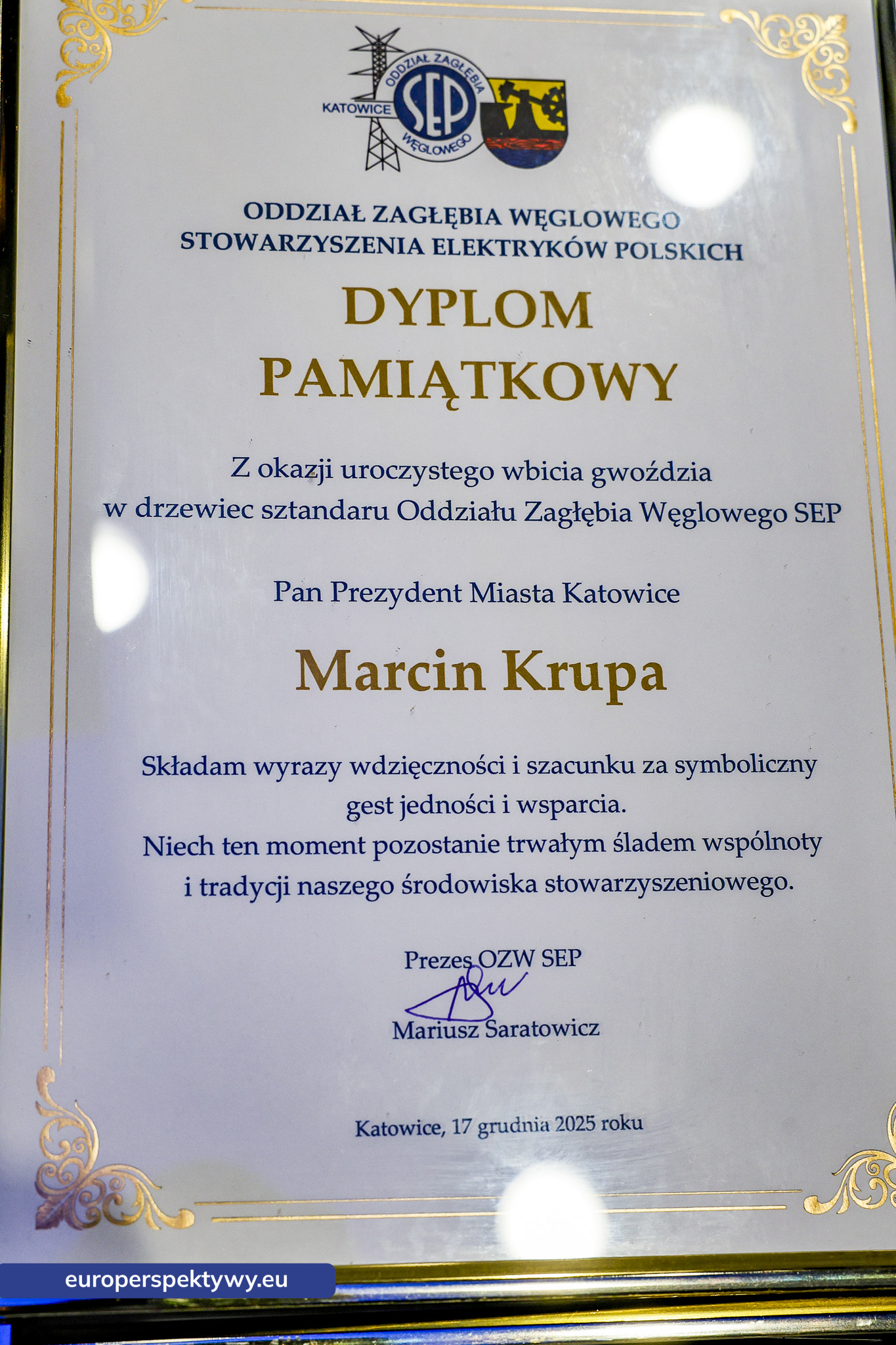 Europerspektywy Spotkanie Świąteczne OZW SEP: uroczystość nadania sztandaru i podsumowanie roku działalności