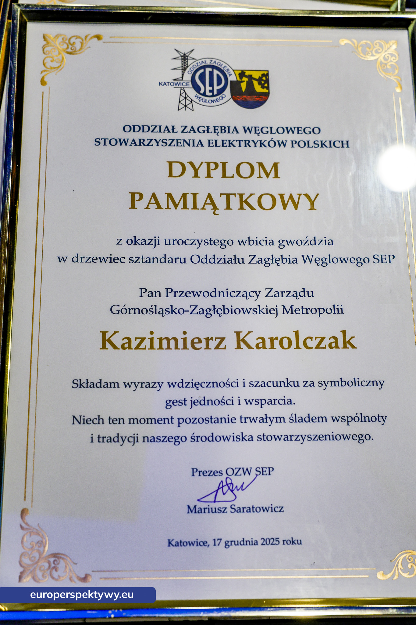 Europerspektywy Spotkanie Świąteczne OZW SEP: uroczystość nadania sztandaru i podsumowanie roku działalności