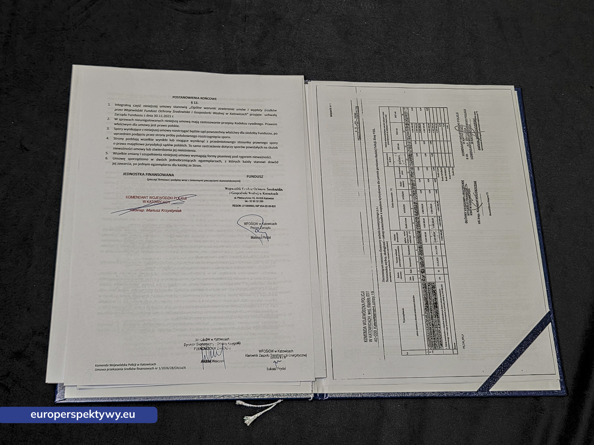 WFOŚiGW Umowa Komendant Wojewódzki Policji Nowe Radiowozy-121937 Europerspektywy WFOŚiGW przeznacza 4,8 mln zł na nowe radiowozy hybrydowe dla śląskiej policji