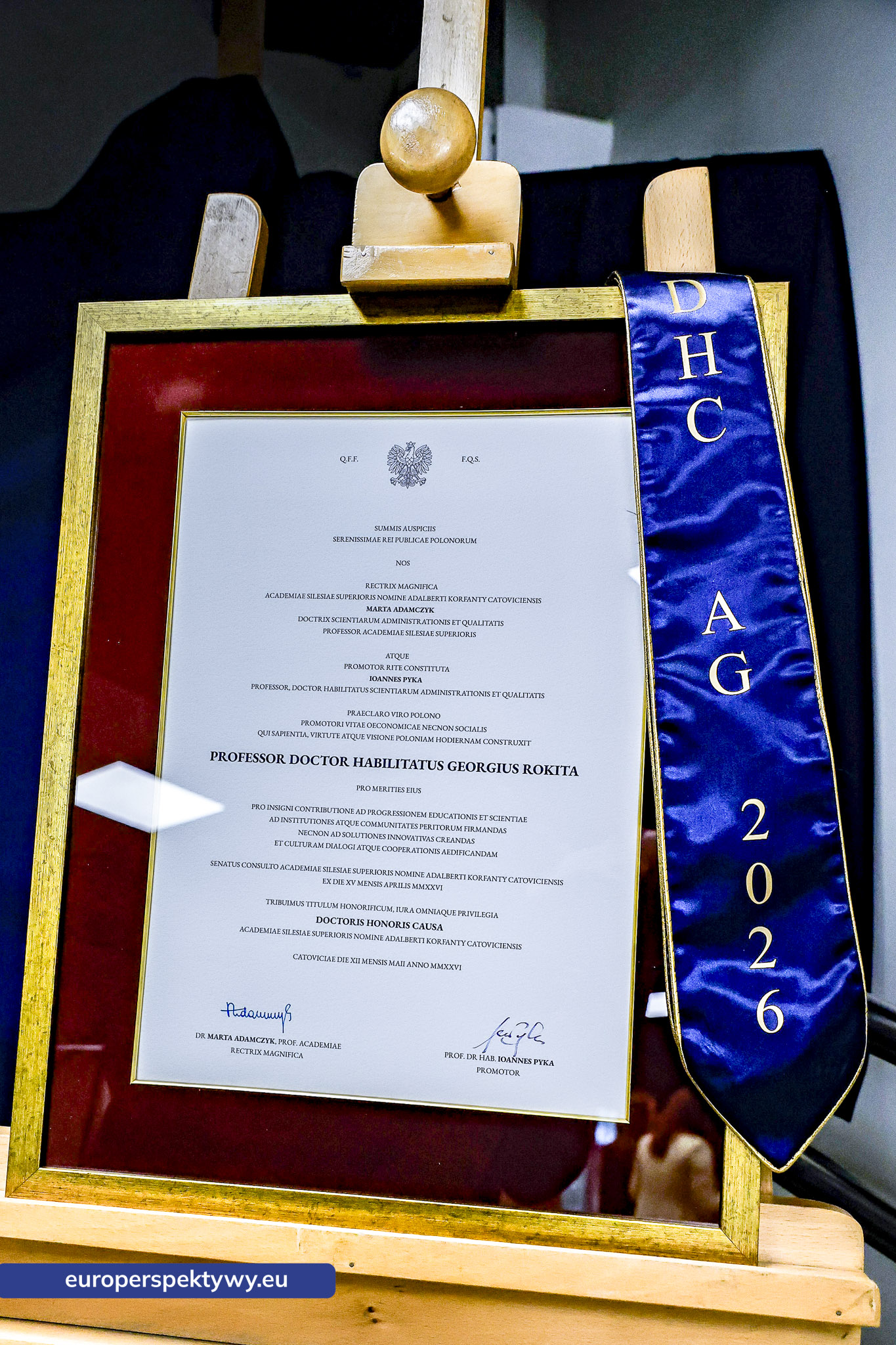 Europerspektywy Akademia Górnośląska uhonorowała prof. Jerzego Rokitę tytułem doktora honoris causa