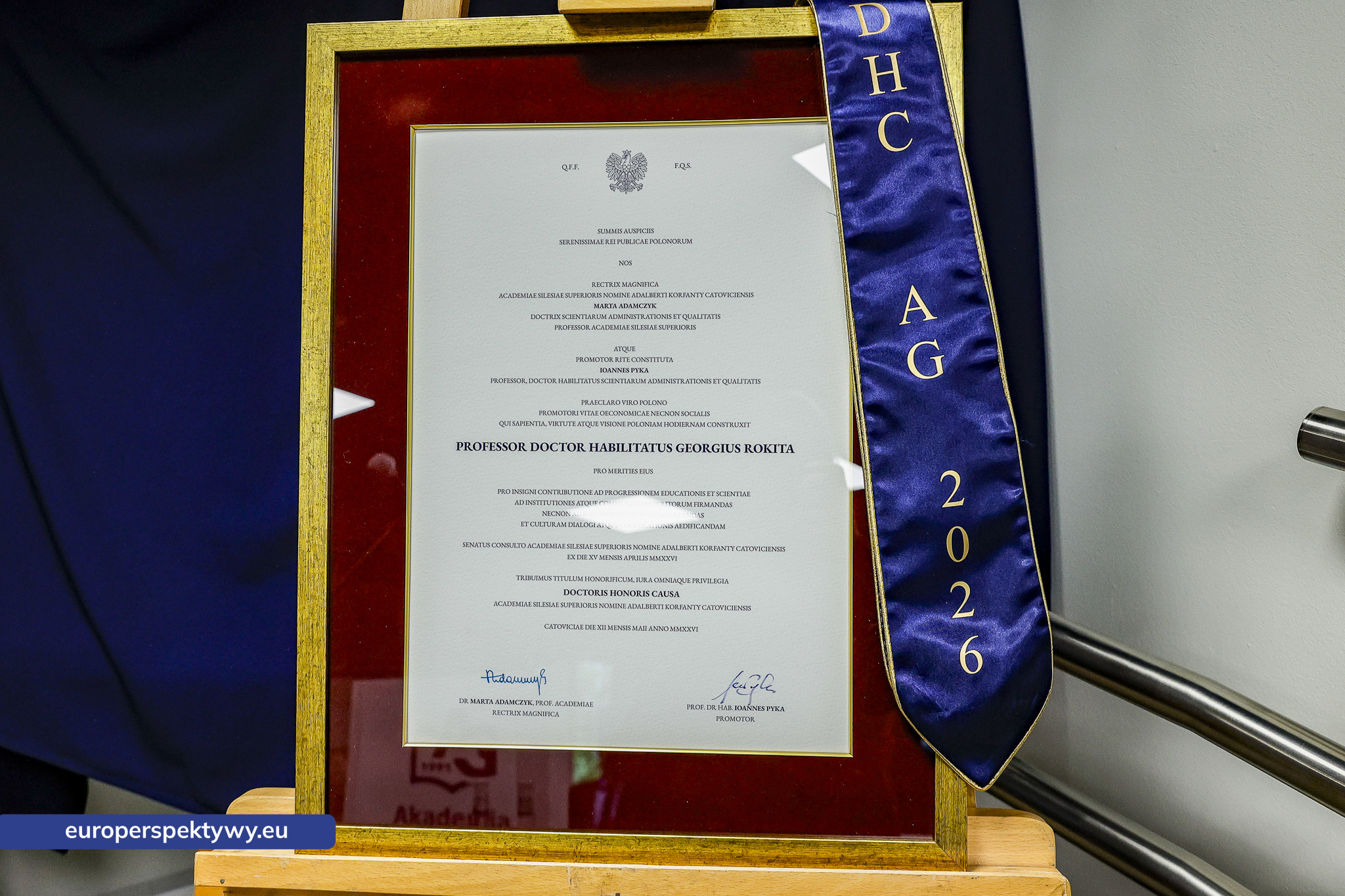 Europerspektywy Akademia Górnośląska uhonorowała prof. Jerzego Rokitę tytułem doktora honoris causa