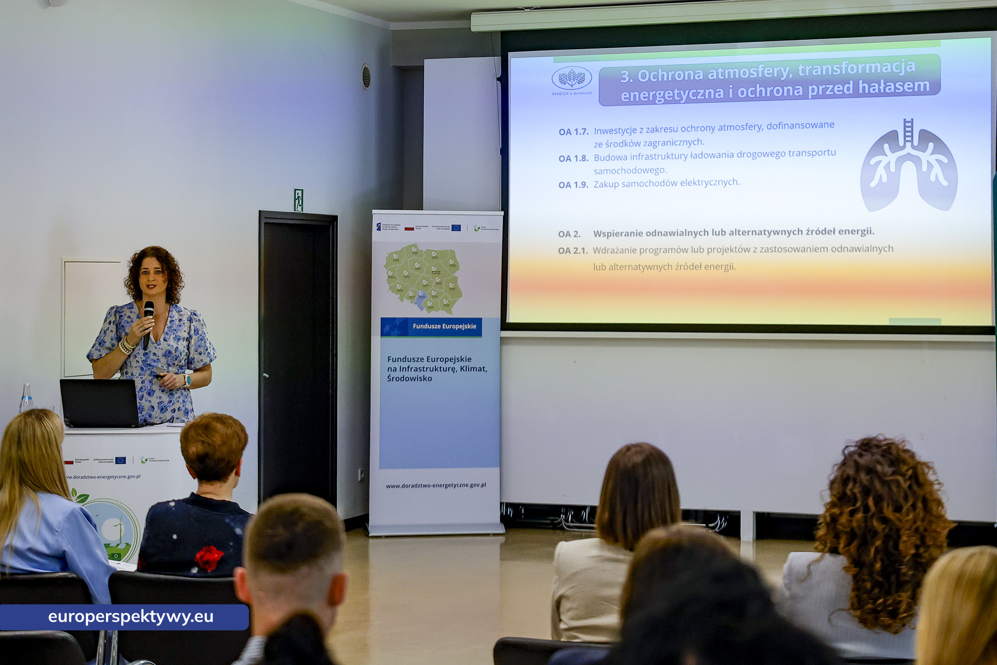 WFOŚiGW Spotkanie informacyjne-22 Europerspektywy WFOŚiGW: wsparcie dla transformacji energetycznej – spotkanie o programach „Ekowspólnota” i „Zamień piec na sieć”