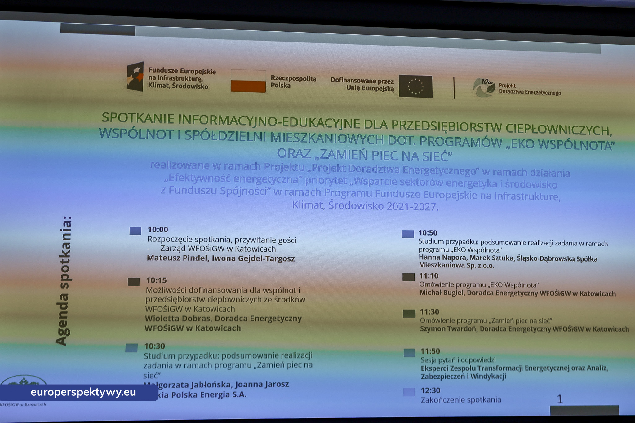 WFOŚiGW Spotkanie informacyjne-4 Europerspektywy WFOŚiGW: wsparcie dla transformacji energetycznej – spotkanie o programach „Ekowspólnota” i „Zamień piec na sieć”