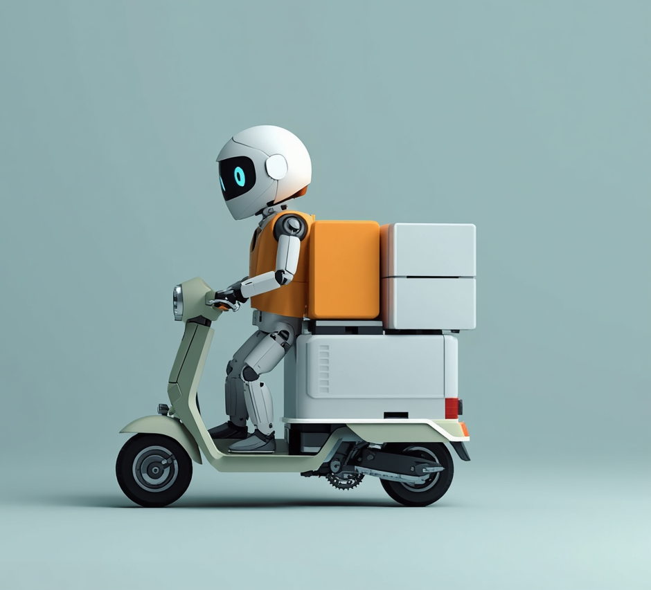 zwolnienia przez AI - robot dostawca